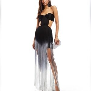ASOS Design bandeau fringe dress with cutout detail ombre (Sold Out)